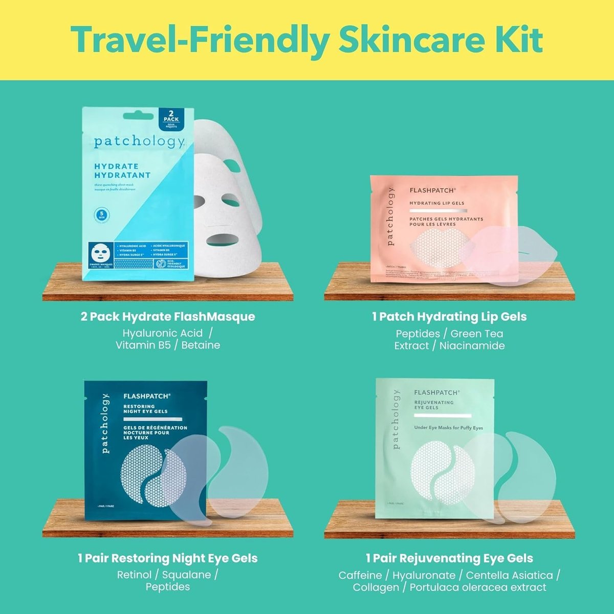 Patchology On The Fly Travel Facial Kit – Hydrating Skincare Essentials for Face, Eyes, and Lips - görsel 7
