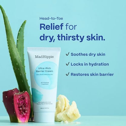 Mad Hippie Ultra-Rich Barrier Cream – Multi-Purpose Moisturizer for Extremely Dry Skin with Hyaluronic Acid, Niacinamide & Vitamin C, Vegan & Cruelty-Free, 2 oz Avelisse