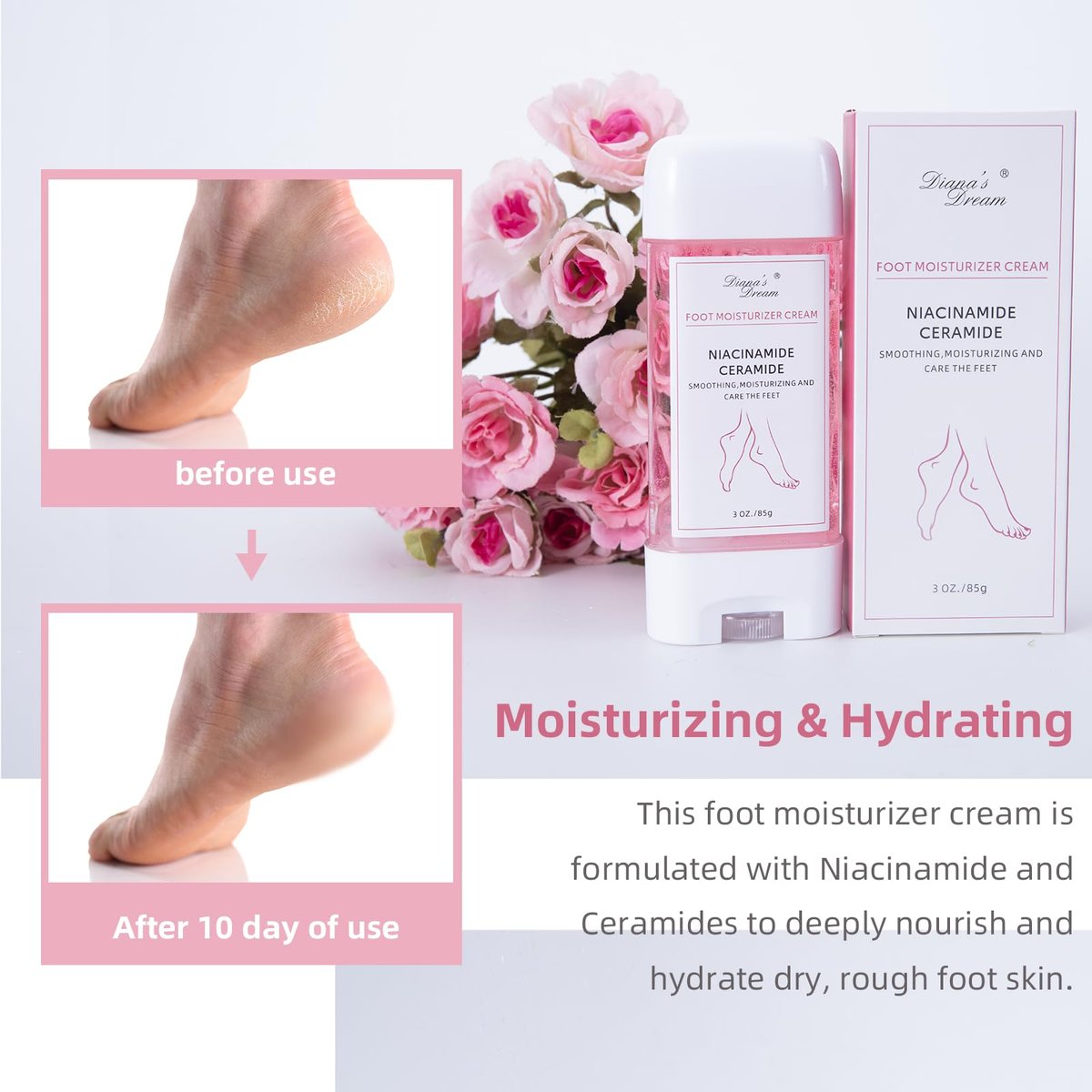 DIANA'S DREAM Foot Cream – Ultra-Hydrating Moisturizer for Dry, Cracked Heels & Feet – 3 oz - görsel 3