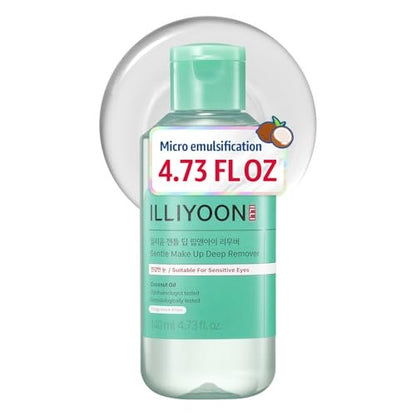Illiyoon Gentle Deep Eye Makeup Remover - 2-Phase Oil & Water Formula for Waterproof Mascara, Lipstick, Eyeliner, Non-Greasy, Ophthalmologist Tested, Vegan, Korean Skin Care, 4.73 fl.oz. Avelisse