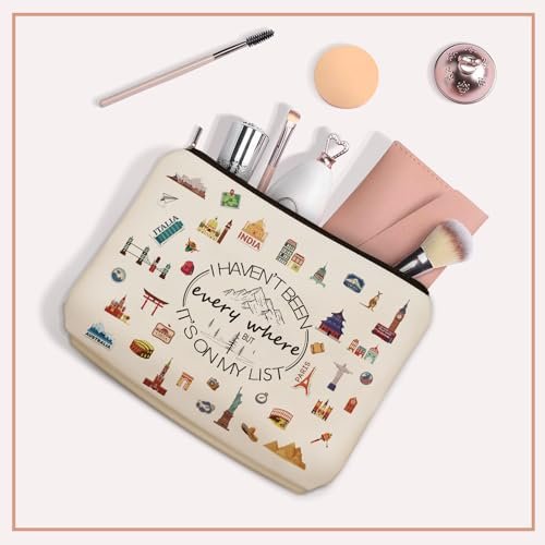 Girlly World Travel Gifts for Women Travelers: Cute Makeup Bag 'I Haven't Been Everywhere But It's on My List' - Ideal Trip Themed Cosmetic Bag for Teen Girls, Birthdays, Holidays - görsel 10