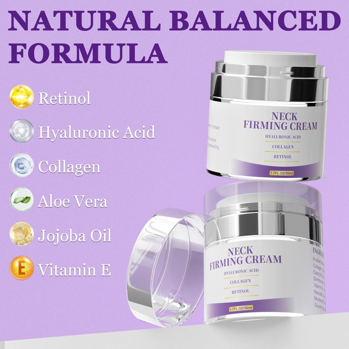 Retinol Cream for Face and Neck – Anti Aging Moisturizer with Collagen & Hyaluronic Acid for Firming, Tightening, and Wrinkle Reduction (1.7 Fl Oz) - görsel 9