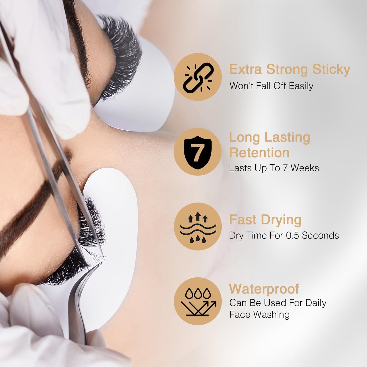 EMEDA Sensitive Lash Extension Glue - 0.5s Fast Drying Individual Eyelash Glue, 7 Weeks Retention, Waterproof Strong Hold Semi Permanent Adhesive (5ml 0.5s) Avelisse