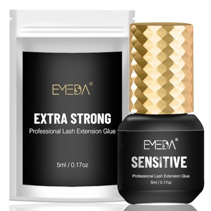 EMEDA Sensitive Lash Extension Glue - 0.5s Fast Drying Individual Eyelash Glue, 7 Weeks Retention, Waterproof Strong Hold Semi Permanent Adhesive (5ml 0.5s) Avelisse