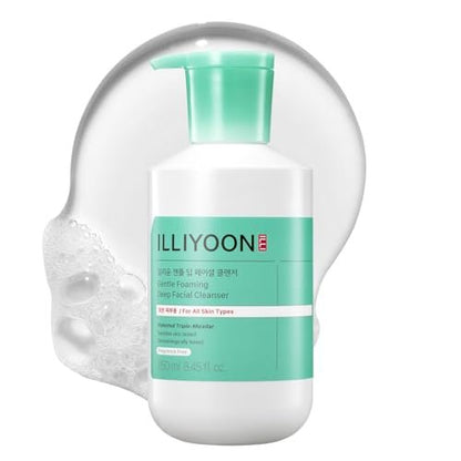 Illiyoon Gentle Deep Facial Cleanser | Low pH Gel-to-Foam Face Wash for Sensitive Skin, Hydrating Gel Cleanser & Daily Makeup Remover, Korean Skincare, 8.45 fl.oz.