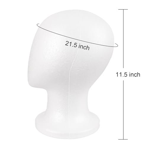MapofBeauty Foam Wig Head Stand - White Styrofoam Mannequin Head for Wigs, Hats, and DIY Projects Avelisse