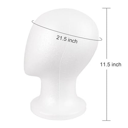 MapofBeauty Foam Wig Head Stand - White Styrofoam Mannequin Head for Wigs, Hats, and DIY Projects Avelisse