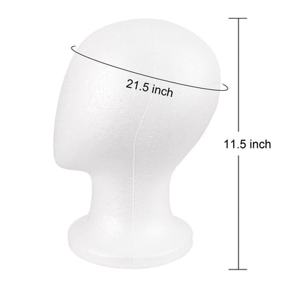 MapofBeauty Foam Wig Head Stand - White Styrofoam Mannequin Head for Wigs, Hats, and DIY Projects Avelisse