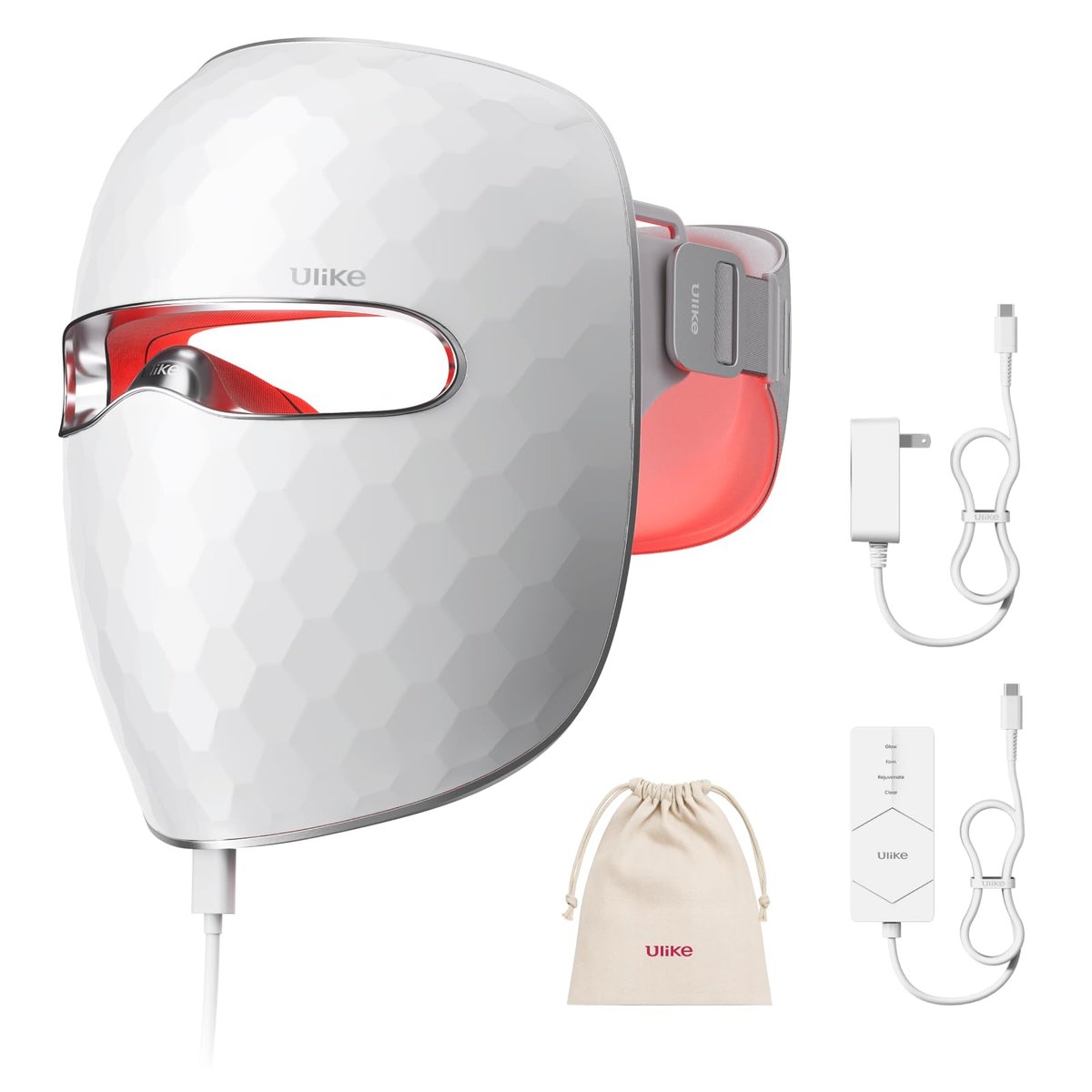 Ulike ReGlow LED Face Mask: Red, Blue, Yellow & Infrared Light Therapy for Anti-Aging & Acne – Cordless, Remote Control, Eye Protection, Home Skincare Device Avelisse