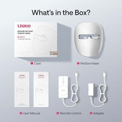 Ulike ReGlow LED Face Mask: Red, Blue, Yellow & Infrared Light Therapy for Anti-Aging & Acne – Cordless, Remote Control, Eye Protection, Home Skincare Device Avelisse