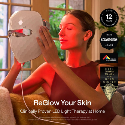 Ulike ReGlow LED Face Mask: Red, Blue, Yellow & Infrared Light Therapy for Anti-Aging & Acne – Cordless, Remote Control, Eye Protection, Home Skincare Device Avelisse
