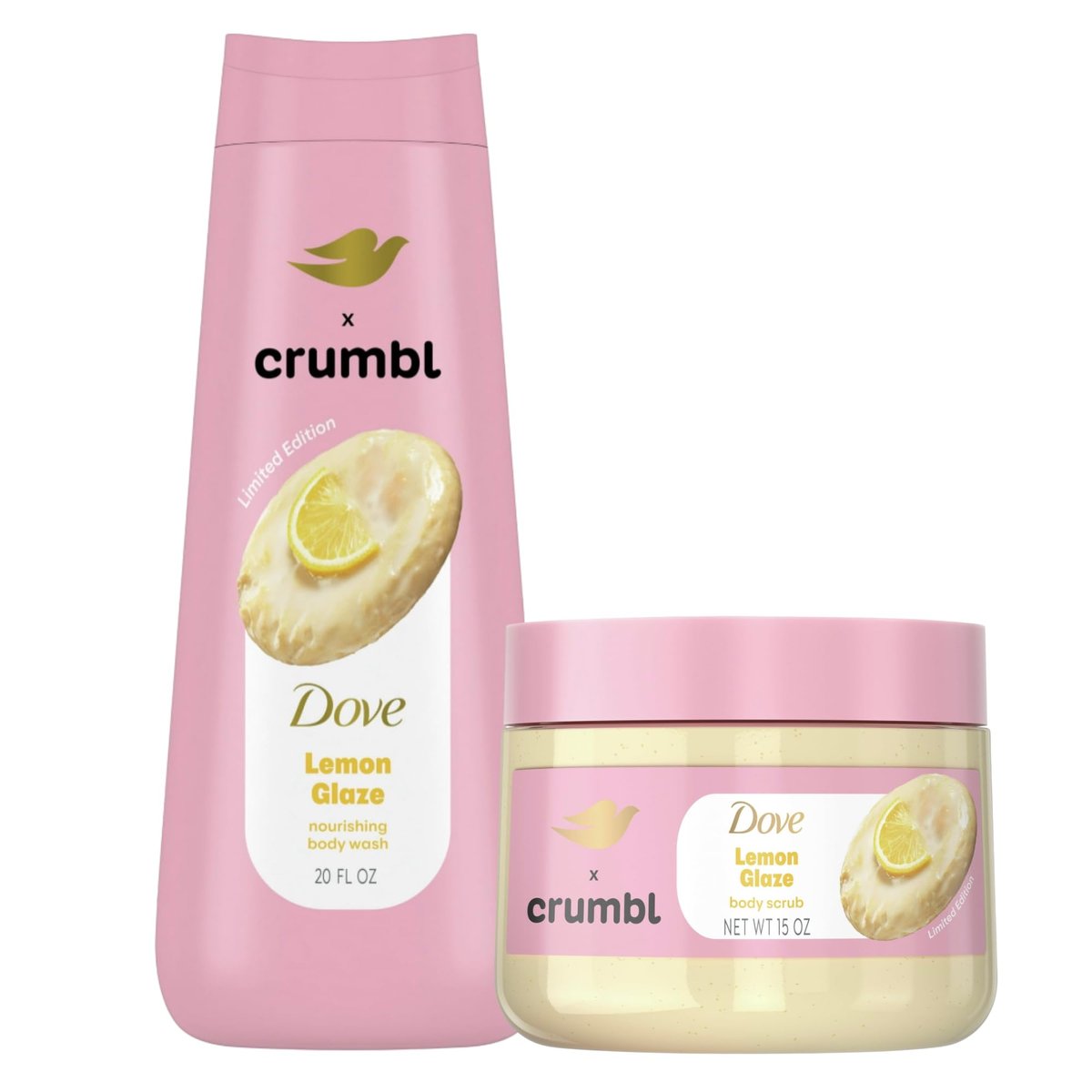 Dove Moisturizing Liquid Body Wash & Scrub | Lemon Glaze | 20oz Wash + 15oz Scrub Avelisse