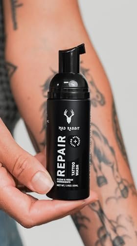 Mad Rabbit Tattoo Aftercare Soap - Fragrance Free Tattoo Foam Wash for New Tattoos - Unscented Tattoo Cleaner with Clean + Vegan Ingredients, 2oz - görsel 12