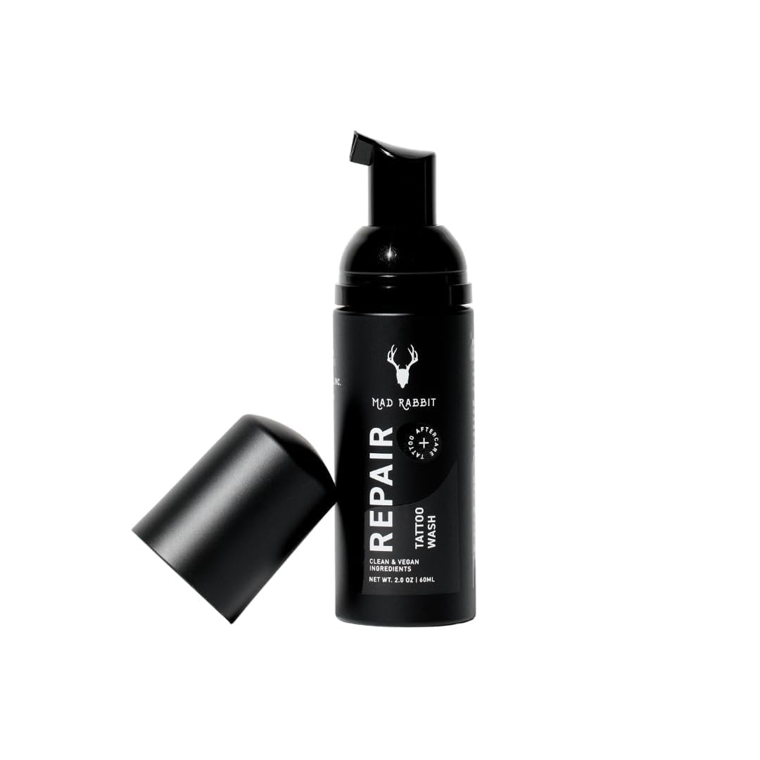 Mad Rabbit Tattoo Aftercare Soap - Fragrance Free Tattoo Foam Wash for New Tattoos - Unscented Tattoo Cleaner with Clean + Vegan Ingredients, 2oz - görsel 1