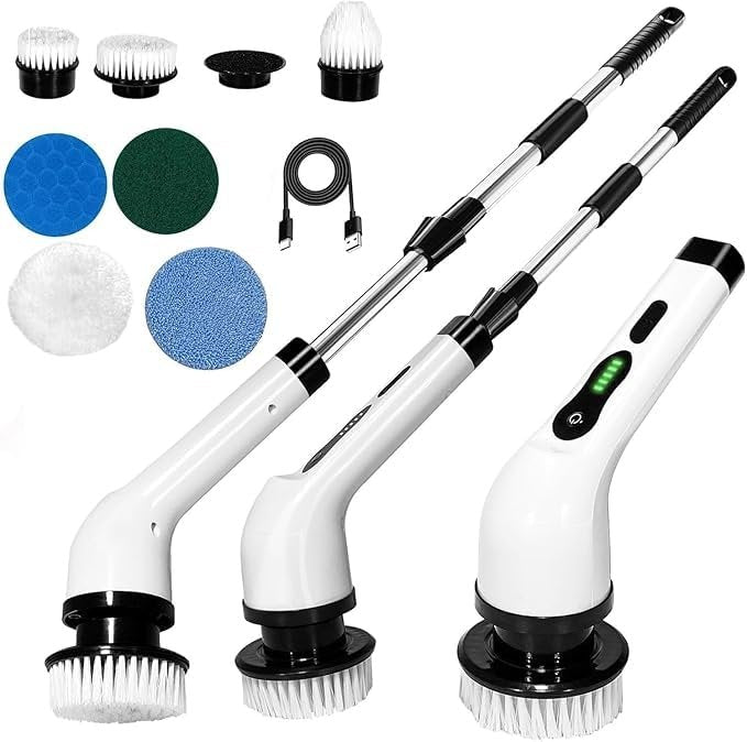 Electric Spin Scrubber - Cordless Cleaning Brush with 8 Replaceable Brush Heads and Adjustable Extension Handle, Dual Speed Electric Spin Brush for Cleaning Bathroom, Tub, Tile, Floor, etc - görsel 1