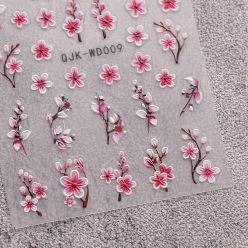 JMEOWIO 6 Sheets Flower Nail Art Stickers Decals - Self-Adhesive Spring Summer Floral Nail Supplies for DIY Nail Design - görsel 11
