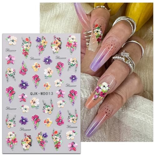 JMEOWIO 6 Sheets Flower Nail Art Stickers Decals - Self-Adhesive Spring Summer Floral Nail Supplies for DIY Nail Design - görsel 13