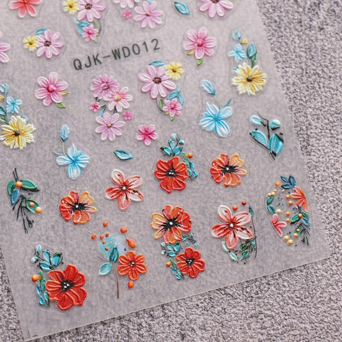 JMEOWIO 6 Sheets Flower Nail Art Stickers Decals - Self-Adhesive Spring Summer Floral Nail Supplies for DIY Nail Design - görsel 8