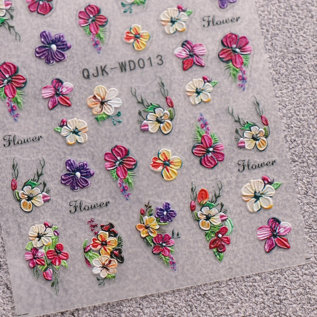 JMEOWIO 6 Sheets Flower Nail Art Stickers Decals - Self-Adhesive Spring Summer Floral Nail Supplies for DIY Nail Design - görsel 6