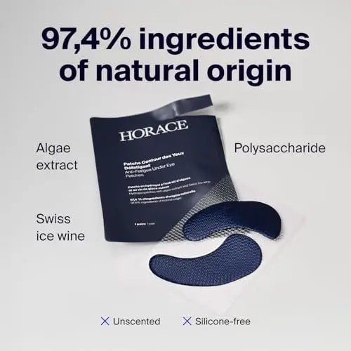 HORACE Anti-Fatigue Under-Eye Patches for Men - Dark Circle & Puffiness Reduction - Moisturising Hydrogel Treatment - Vegan & Silicone-Free Skincare - Unscented, 5 Pairs Avelisse