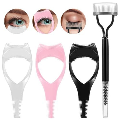 Oruola 4-Piece Mascara Shield and Eyelash Separator Tool Set – Reusable Plastic Mascara Guard Applicator with 2-in-1 Eyelash Comb for Flawless Mascara Application Avelisse