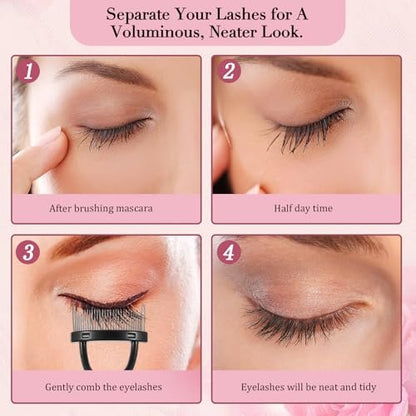 Oruola 4-Piece Mascara Shield and Eyelash Separator Tool Set – Reusable Plastic Mascara Guard Applicator with 2-in-1 Eyelash Comb for Flawless Mascara Application Avelisse