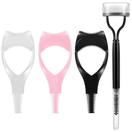 Oruola 4-Piece Mascara Shield and Eyelash Separator Tool Set – Reusable Plastic Mascara Guard Applicator with 2-in-1 Eyelash Comb for Flawless Mascara Application Avelisse