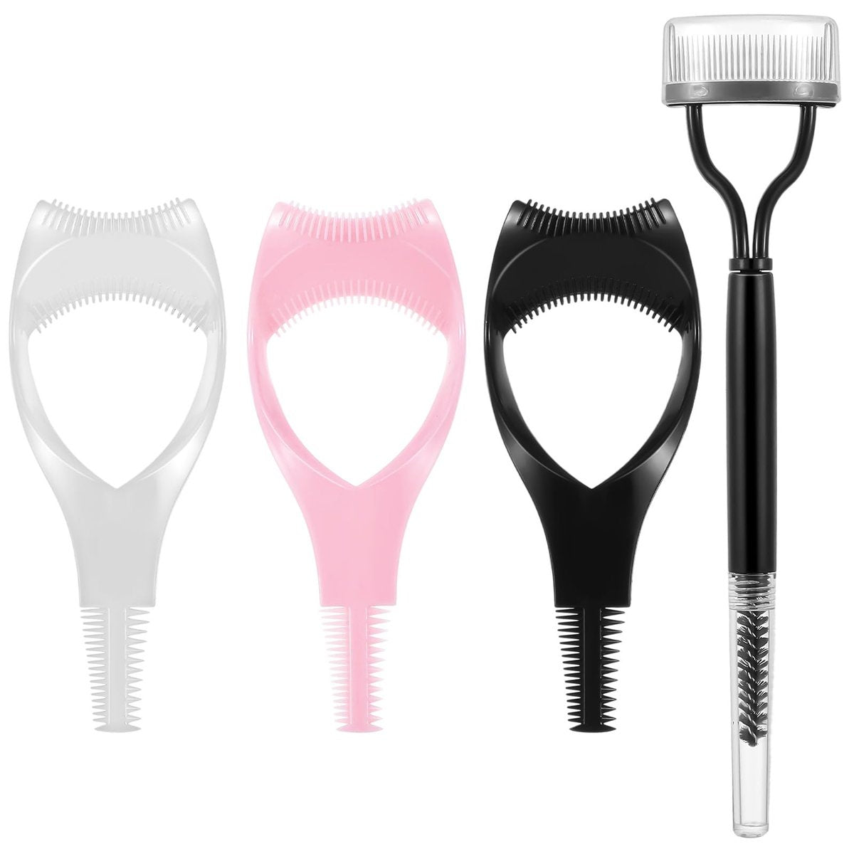 Oruola 4-Piece Mascara Shield and Eyelash Separator Tool Set – Reusable Plastic Mascara Guard Applicator with 2-in-1 Eyelash Comb for Flawless Mascara Application Avelisse