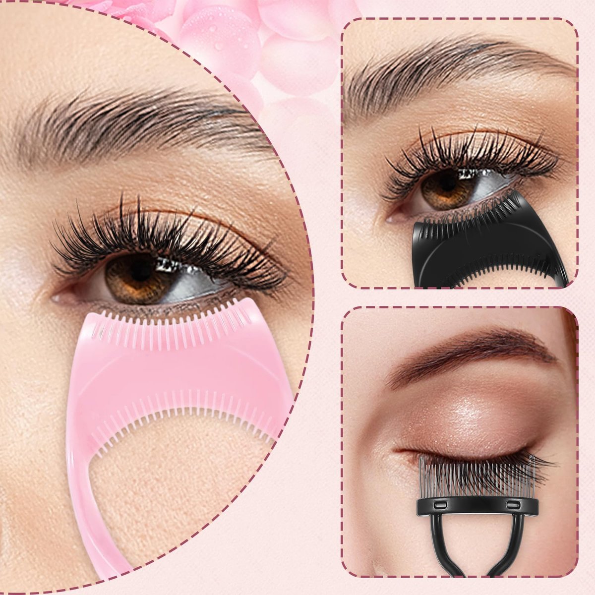 Oruola 4-Piece Mascara Shield and Eyelash Separator Tool Set – Reusable Plastic Mascara Guard Applicator with 2-in-1 Eyelash Comb for Flawless Mascara Application Avelisse