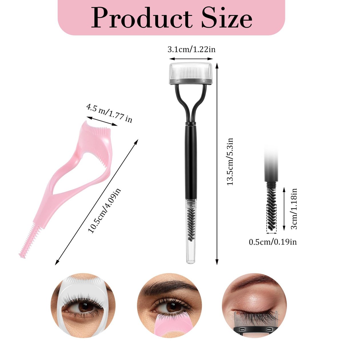 Oruola 4-Piece Mascara Shield and Eyelash Separator Tool Set – Reusable Plastic Mascara Guard Applicator with 2-in-1 Eyelash Comb for Flawless Mascara Application Avelisse