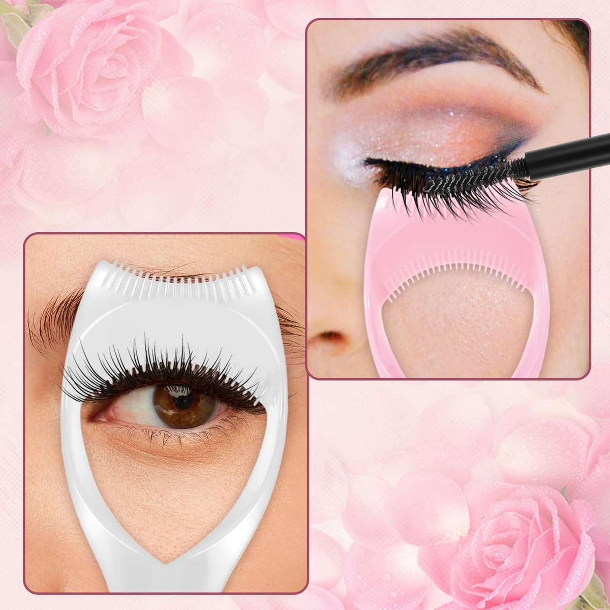 Oruola 4-Piece Mascara Shield and Eyelash Separator Tool Set – Reusable Plastic Mascara Guard Applicator with 2-in-1 Eyelash Comb for Flawless Mascara Application Avelisse