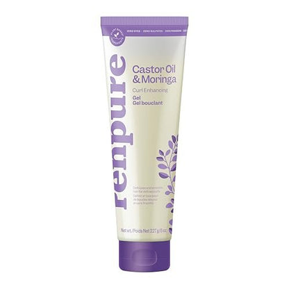 Renpure Castor Oil & Moringa Curl Gel - Curl Enhancing Gel for Smooth, Defined & Frizz-Free Curls - With Castor Oil & Moringa Seed Oil - For Wavy to Curly Hair - 8 Fl Oz