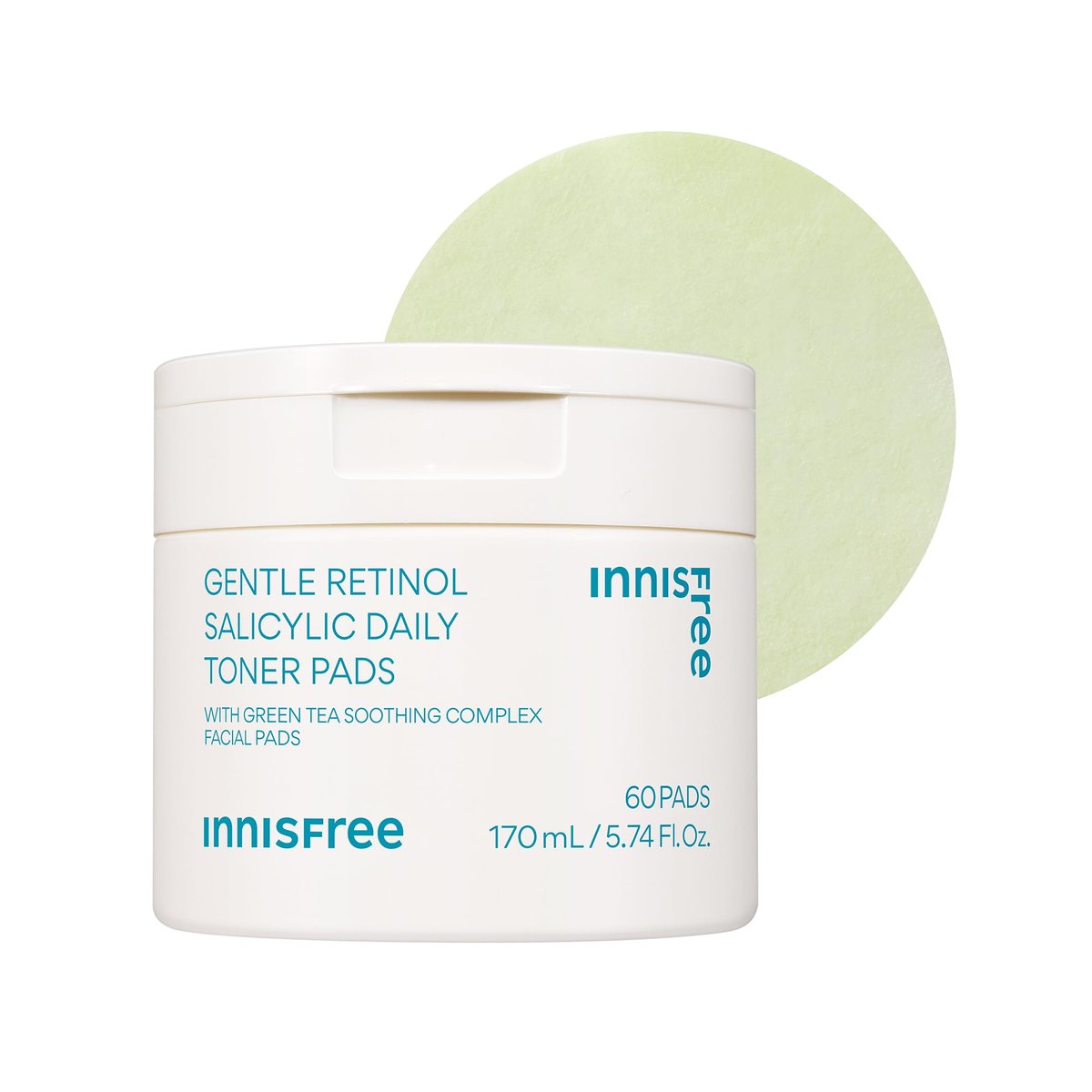 innisfree Daily Gentle Retinol Salicylic Toner Pads for Acne-Prone Skin | Korean Sheet Mask Pads (70 Count) Avelisse