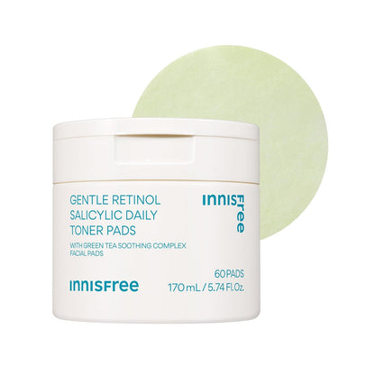 innisfree Daily Gentle Retinol Salicylic Toner Pads for Acne-Prone Skin | Korean Sheet Mask Pads (70 Count) Avelisse