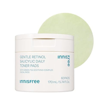 innisfree Daily Gentle Retinol Salicylic Toner Pads for Acne-Prone Skin | Korean Sheet Mask Pads (70 Count) Avelisse