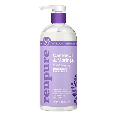 Renpure Castor Oil & Moringa Curl Enhancing Conditioner - Moisturize, Detangle & Control Frizz for Wavy to Curly Hair - 24 Fl Oz - görsel 1