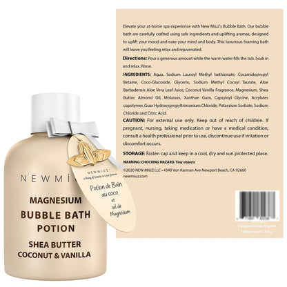 Magnesium Bubble Bath – Long Lasting Foaming Bubbles with Shea Butter, Coconut & Vanilla – Moisturizing Stress Relief Spa Gift for Women Avelisse