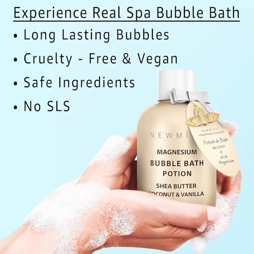 Magnesium Bubble Bath – Long Lasting Foaming Bubbles with Shea Butter, Coconut & Vanilla – Moisturizing Stress Relief Spa Gift for Women Avelisse