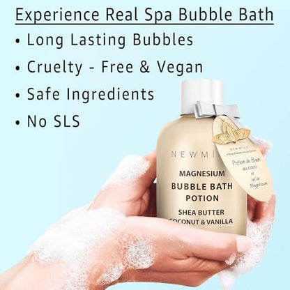 Magnesium Bubble Bath – Long Lasting Foaming Bubbles with Shea Butter, Coconut & Vanilla – Moisturizing Stress Relief Spa Gift for Women Avelisse