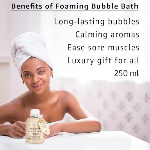 Magnesium Bubble Bath – Long Lasting Foaming Bubbles with Shea Butter, Coconut & Vanilla – Moisturizing Stress Relief Spa Gift for Women Avelisse