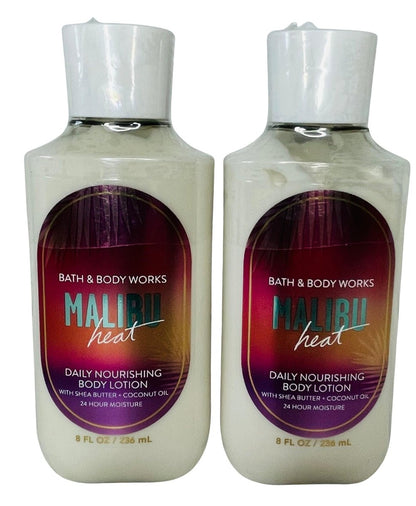 Bath & Body Works Malibu Heat Body Lotion 8 oz (Pack of 2) - Tropical Scent Moisturizer