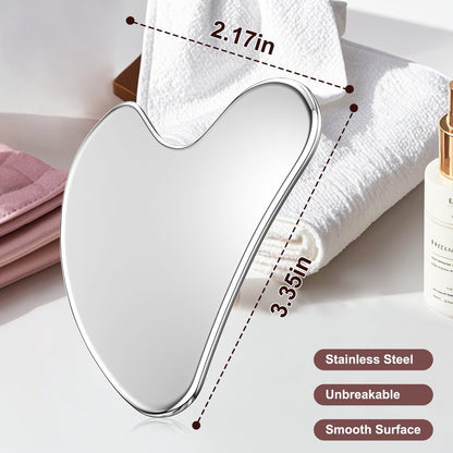 CAEYPOAR Stainless Steel Gua Sha Facial Tool - Upgrade Metal Guasha for Face & Body, Muscle Tension & Puffiness Relief, Skin Care Gift for Women