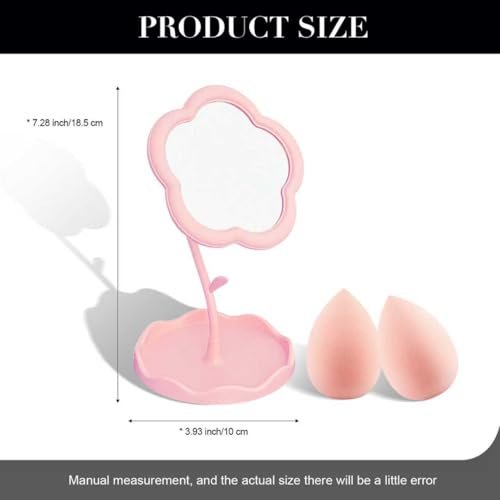 Elegant Pink Vanity Mirror - Versatile Makeup and Mini Desk Mirror with Standing Flower Design, Perfect for Bedroom and Small Bathroom Spaces - görsel 6