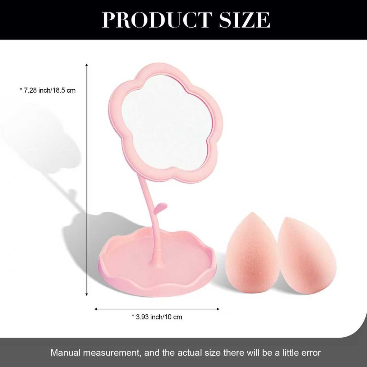 Elegant Pink Vanity Mirror - Versatile Makeup and Mini Desk Mirror with Standing Flower Design, Perfect for Bedroom and Small Bathroom Spaces - görsel 5