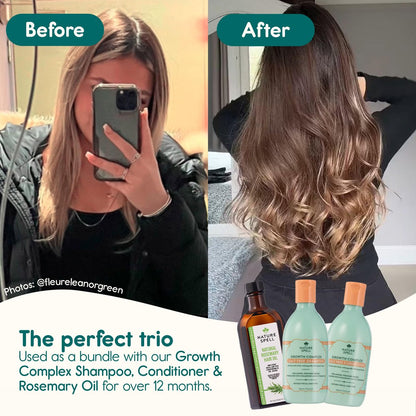 Nature Spell Hair Growth Complex Shampoo & Conditioner Set - Sulfate & Paraben Free with Hyaluronic Acid & Vitamin B5 for Nourishing & Strengthening, Vegan, 10.14 fl oz Each (Pack of 2) Avelisse