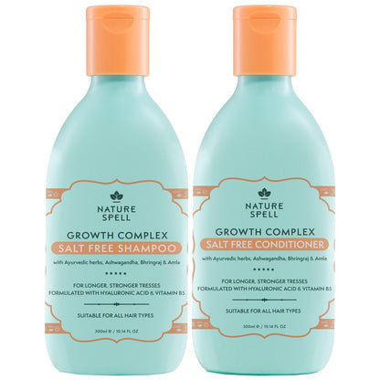 Nature Spell Hair Growth Complex Shampoo & Conditioner Set - Sulfate & Paraben Free with Hyaluronic Acid & Vitamin B5 for Nourishing & Strengthening, Vegan, 10.14 fl oz Each (Pack of 2) Avelisse