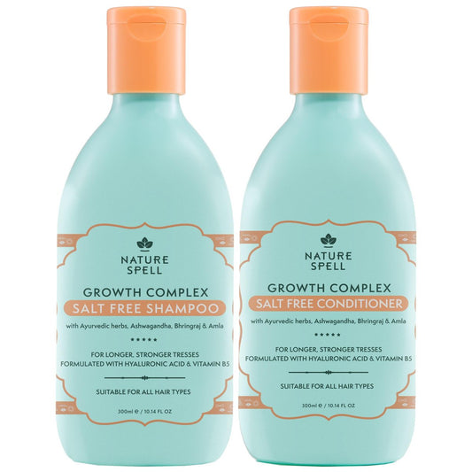 Nature Spell Hair Growth Complex Shampoo & Conditioner Set - Sulfate & Paraben Free with Hyaluronic Acid & Vitamin B5 for Nourishing & Strengthening, Vegan, 10.14 fl oz Each (Pack of 2) Avelisse