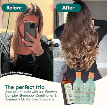Nature Spell Hair Growth Complex Shampoo & Conditioner Set - Sulfate & Paraben Free with Hyaluronic Acid & Vitamin B5 for Nourishing & Strengthening, Vegan, 10.14 fl oz Each (Pack of 2) Avelisse