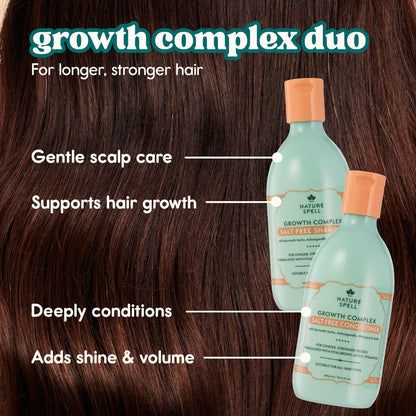 Nature Spell Hair Growth Complex Shampoo & Conditioner Set - Sulfate & Paraben Free with Hyaluronic Acid & Vitamin B5 for Nourishing & Strengthening, Vegan, 10.14 fl oz Each (Pack of 2) Avelisse