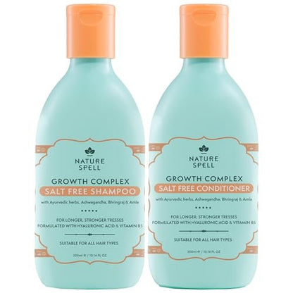 Nature Spell Hair Growth Complex Shampoo & Conditioner Set - Sulfate & Paraben Free with Hyaluronic Acid & Vitamin B5 for Nourishing & Strengthening, Vegan, 10.14 fl oz Each (Pack of 2) Avelisse